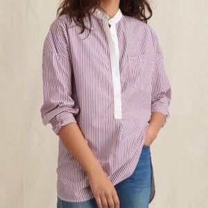 NWT Alex Mill Blue White and Red Striped Popover Size S